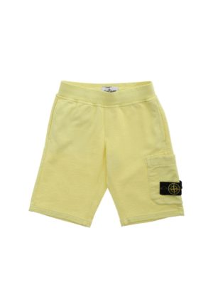 Stone Island Junior: shorts - Removable logo patch bermuda in neon yellow