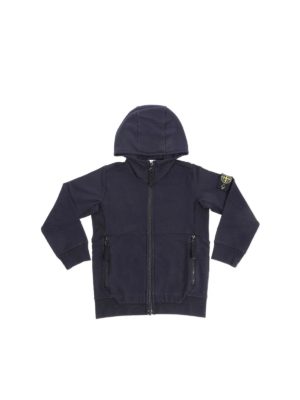 Stone Island Junior: Sweatshirts & Sweaters - Blue sweatshirt with removable logo