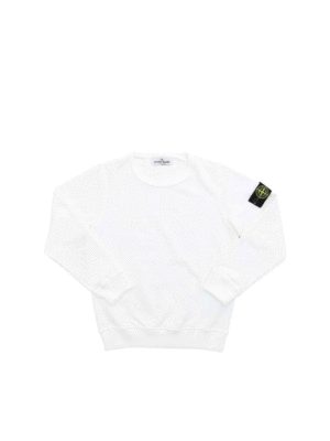 Stone Island Junior: Sweatshirts & Sweaters - Logo patch sweatshirt in white
