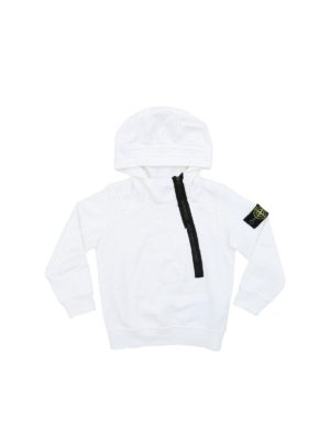 Stone Island Junior: Sweatshirts & Sweaters - White sweatshirt with logo on the sleeve