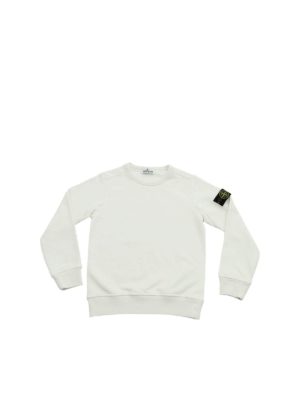 Stone Island Junior: Sweatshirts & Sweaters - White sweatshirt with logo patch