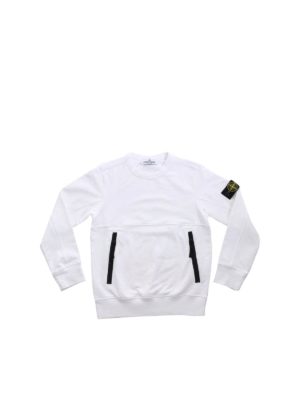 Stone Island Junior: Sweatshirts & Sweaters - Zipped sweatshirt in white