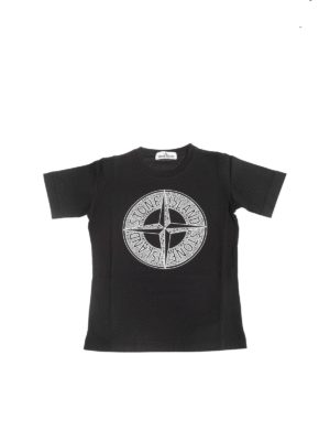 Stone Island Junior: t-shirts - Black T-shirt with Wind Rose Logo