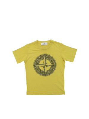 Stone Island Junior: t-shirts - Compass logo T-shirt in mustard yellow