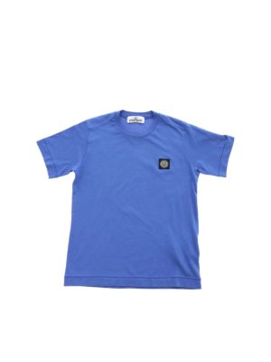 Stone Island Junior: t-shirts - Logo patch crew neck t-shirt in Indigo color