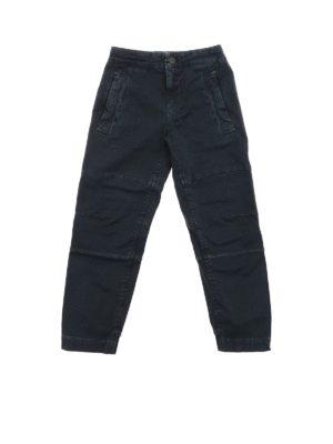 Stone Island Junior: trousers - Blue stretch cotton trousers