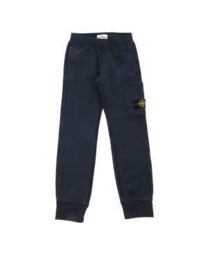 Stone Island Junior: trousers - Logo patch pants in blue
