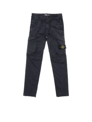 Stone Island Junior: trousers - Logo patch pants in blue