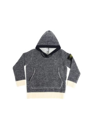 Stone Island Junior: Turtlenecks & Polo necks - Blue and white reversible pullover