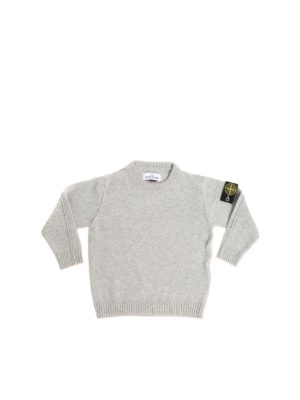 Stone Island Junior: Turtlenecks & Polo necks - Grey melange pullover with logo