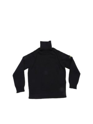 Stone Island Junior: Turtlenecks & Polo necks - Ribbed knitted turtleneck in black