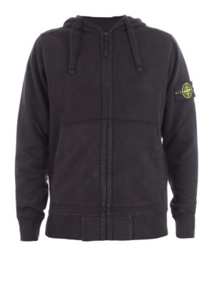 STONE ISLAND: Felpe e maglie - Felpa nera in cotone con cappuccio