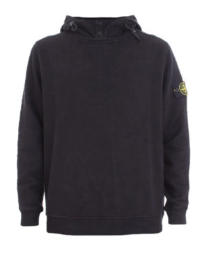 STONE ISLAND: Felpe e maglie - Felpa nera con collo in piedi e cappuccio