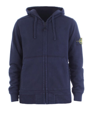 STONE ISLAND: Felpe e maglie - Felpa blu in cotone con cappuccio
