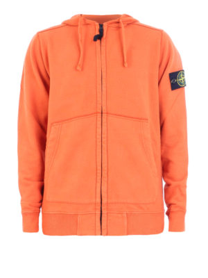 STONE ISLAND: Felpe e maglie - Felpa arancione in cotone con cappuccio