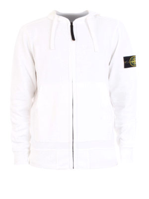 STONE ISLAND: Felpe e maglie - Felpa bianca in cotone con cappuccio