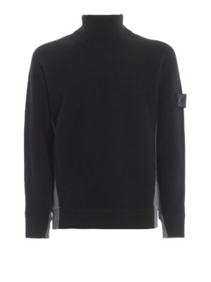 STONE ISLAND: Turtlenecks & Polo necks - Black techno wool turtle neck sweater
