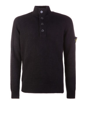 STONE ISLAND: maglia a collo alto e polo - Lupetto in misto lana con zip e bottoni