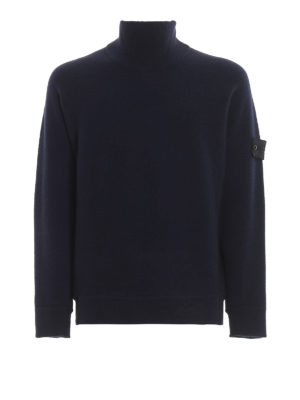 STONE ISLAND: Turtlenecks & Polo necks - Blue techno wool turtle neck sweater