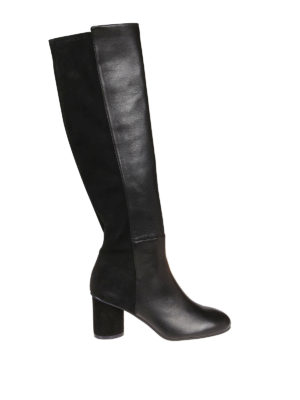 Stuart Weitzman: stivali - Cuissard Eloise in pelle e camoscio nero