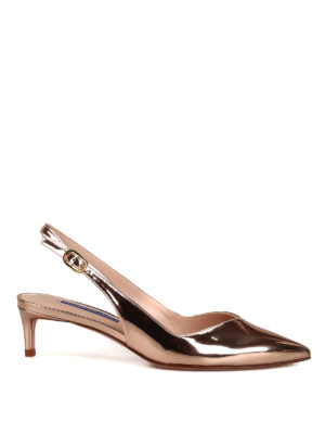 Stuart Weitzman: court shoes - Edith mirror effect leather slingbacks