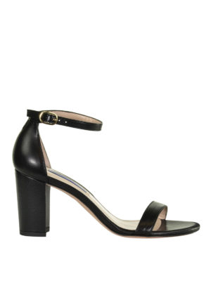 Stuart Weitzman: sandals - Nearlynude black leather sandals