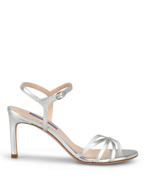 Stuart Weitzman: sandali - Sandali Starla 80 in pelle argentata