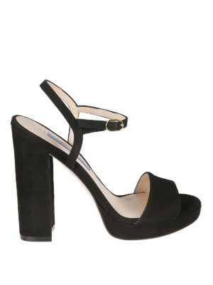 Stuart Weitzman: sandali - Sandali neri Sunray in pelle scamosciata