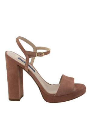 Stuart Weitzman: sandals - Sunray light pink suede heeled sandals