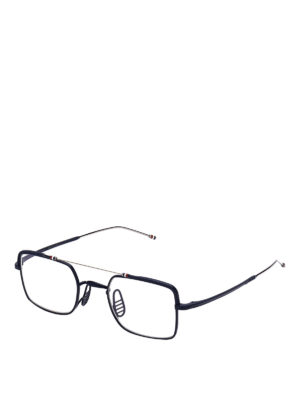 THOM BROWNE: Glasses - Cable brow bar navy titanium glasses