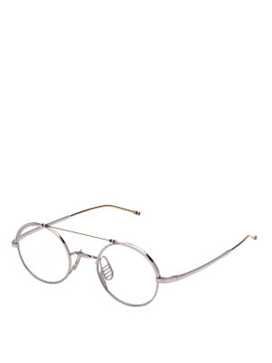 THOM BROWNE: Glasses - Cable brow bar silver titanium glasses