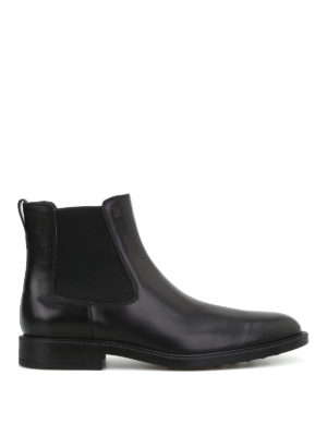 TOD'S: ankle boots - Black leather slip-on booties