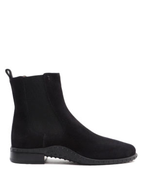 TOD'S: ankle boots - Gommini trimmed suede Chelsea boots
