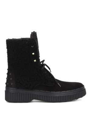 TOD'S: tronchetti - Stivaletto in camoscio e montone