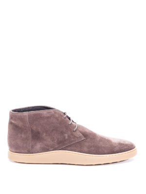 TOD'S: ankle boots - Suede ankle boots with box rubber sole