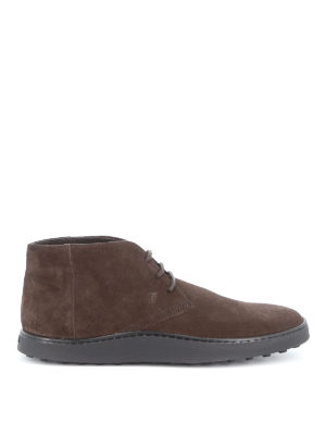 TOD'S: ankle boots - Suede desert boots with box rubber sole