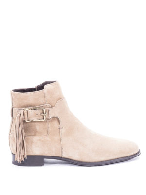 TOD'S: ankle boots - Tasselled suede ankle boots