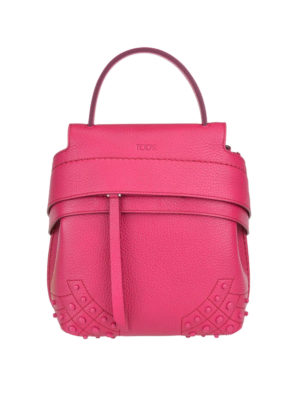 TOD'S: zaini - Zainetto Wave Bag Mini fucsia in pelle