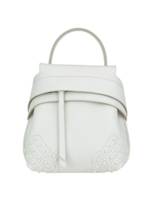 TOD'S: zaini - Zainetto Wave Bag Mini bianco in pelle