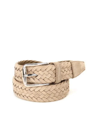 Tod'S: belts - Beige woven suede belt