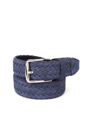 Tod'S: belts - Blue woven suede belt