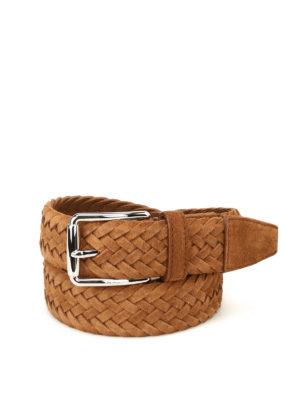 Tod'S: belts - Chestnut woven suede belt