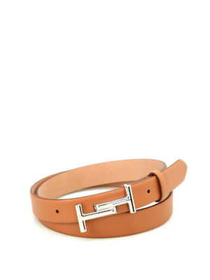 Tod'S: belts - Double T buckle tan leather belt