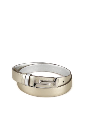 TOD'S: cinture - Cintura reversibile in pelle metallizzata