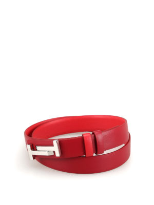 TOD'S: cinture - Cintura reversibile in pelle con doppia T