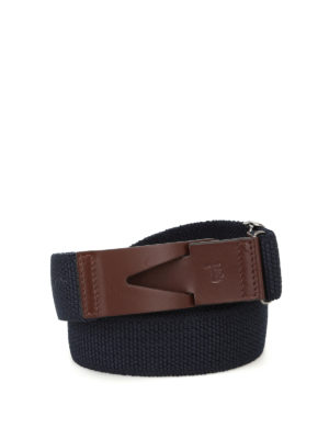 Tod'S: belts - Greca blue canvas belt