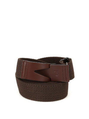 Tod'S: belts - Greca brown canvas belt