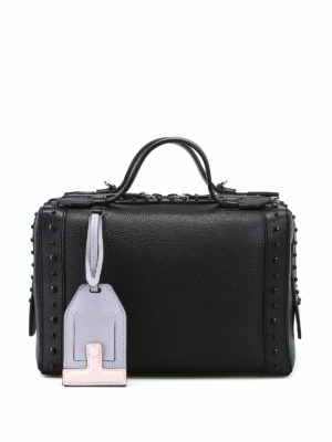 TOD'S: bauletti - Bauletto in pelle nera a grana con gommini