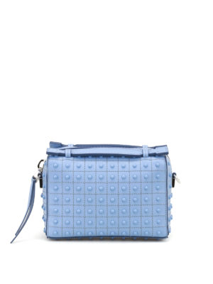 Tod'S: bowling bags - Don Gommini blue mini bowling bag