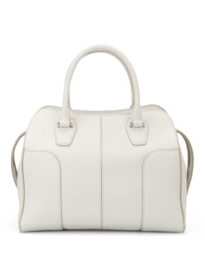 TOD'S: bauletti - Bauletto in pelle martellata bianca